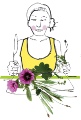 Žena co jí kytky